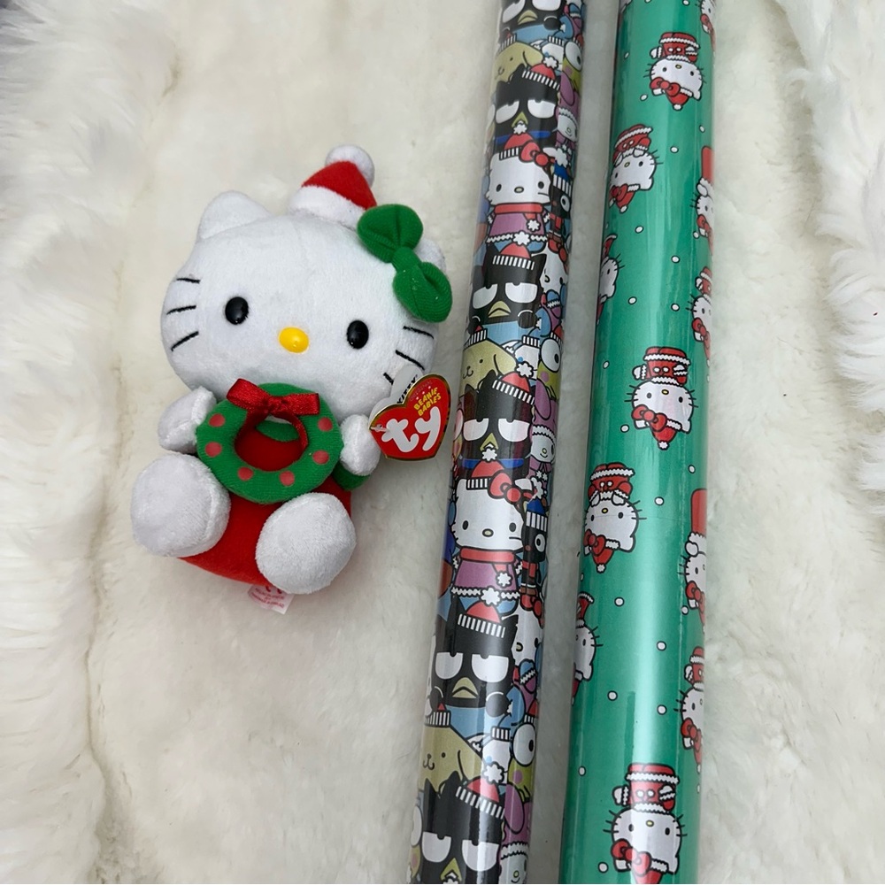 HELLO KITTY CHRISTMAS GIFT WRAPPING PAPER HOLIDAYS BUNDLE OF TWO